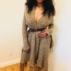 Knitted Cardigan styled into dress